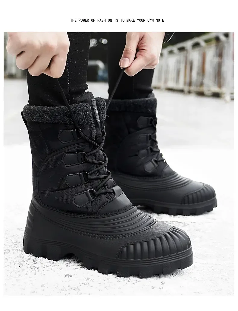 High Top Winter Camouflage Boots Warm Thick Plush Men Outdoor Walking Shoes Waterproof Snow Boots Men Cotton Shoes Men Lace Up High Top Winter Camouflage Boots Warm Thick Plush Men Outdoor Walking Shoes Waterproof Snow Boots Men Cotton Shoes Men Lace Up