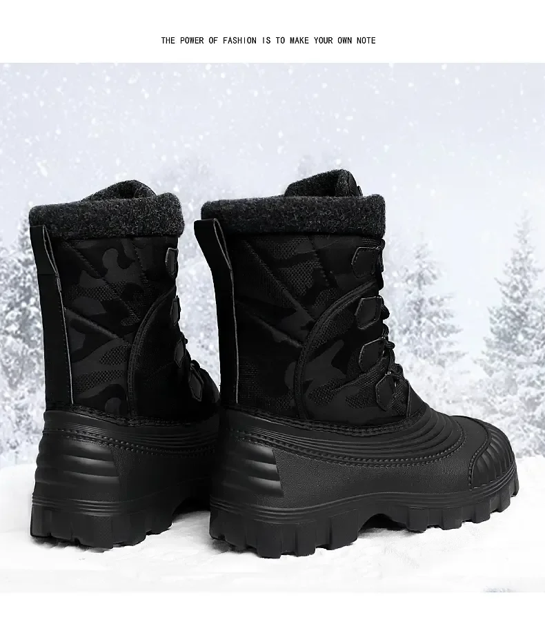 High Top Winter Camouflage Boots Warm Thick Plush Men Outdoor Walking Shoes Waterproof Snow Boots Men Cotton Shoes Men Lace Up High Top Winter Camouflage Boots Warm Thick Plush Men Outdoor Walking Shoes Waterproof Snow Boots Men Cotton Shoes Men Lace Up