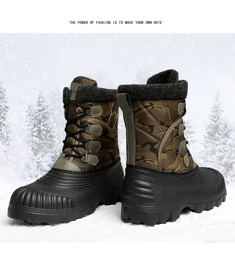 High Top Winter Camouflage Boots Warm Thick Plush Men Outdoor Walking Shoes Waterproof Snow Boots Men Cotton Shoes Men Lace Up High Top Winter Camouflage Boots Warm Thick Plush Men Outdoor Walking Shoes Waterproof Snow Boots Men Cotton Shoes Men Lace Up