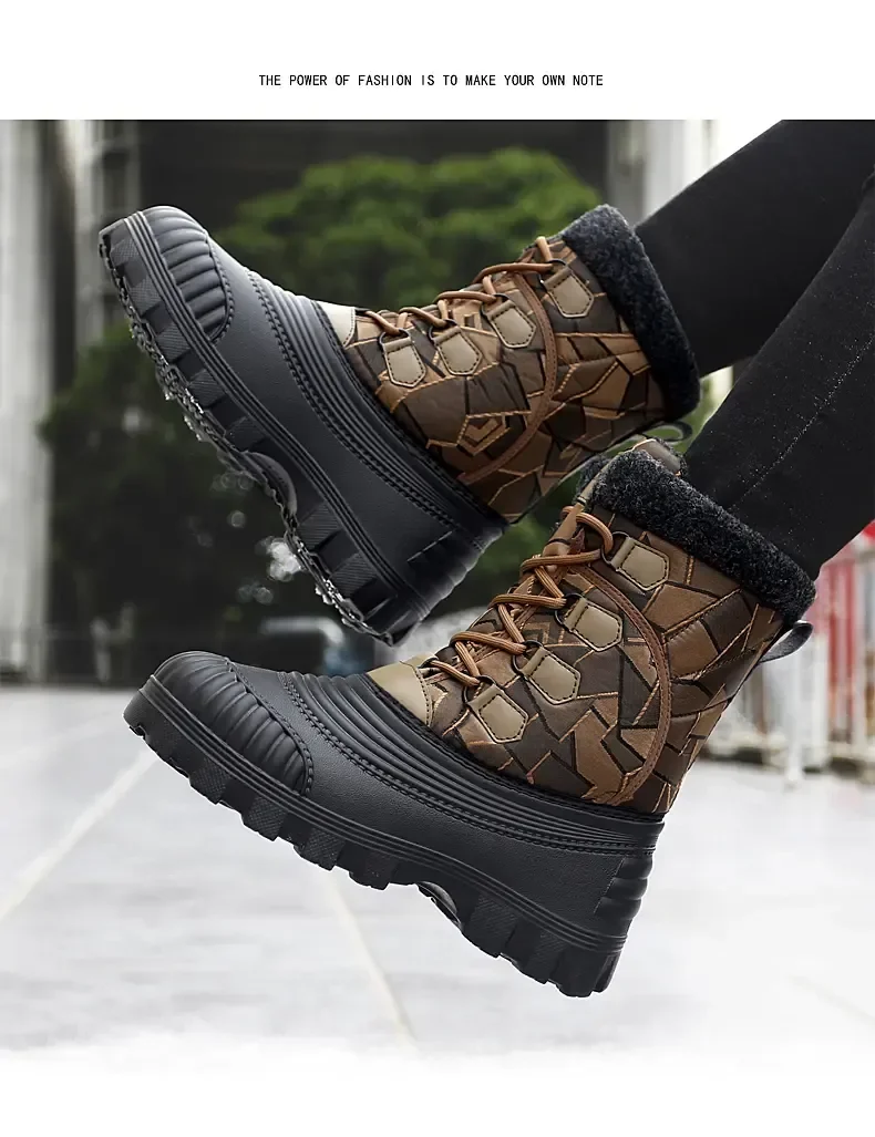 High Top Winter Camouflage Boots Warm Thick Plush Men Outdoor Walking Shoes Waterproof Snow Boots Men Cotton Shoes Men Lace Up High Top Winter Camouflage Boots Warm Thick Plush Men Outdoor Walking Shoes Waterproof Snow Boots Men Cotton Shoes Men Lace Up