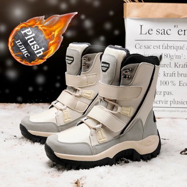 Women's Boots Winter 2024 High Quality Warm Cotton Shoes Mid-Calf Waterproof Snow Boots Women Thickened Plush Ladies Hiking Boot