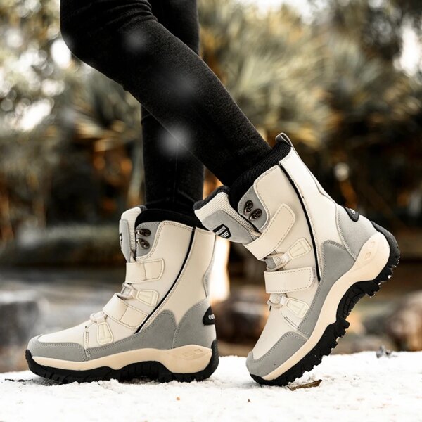 Women's Boots Winter 2024 High Quality Warm Cotton Shoes Mid-Calf Waterproof Snow Boots Women Thickened Plush Ladies Hiking Boot - Image 3