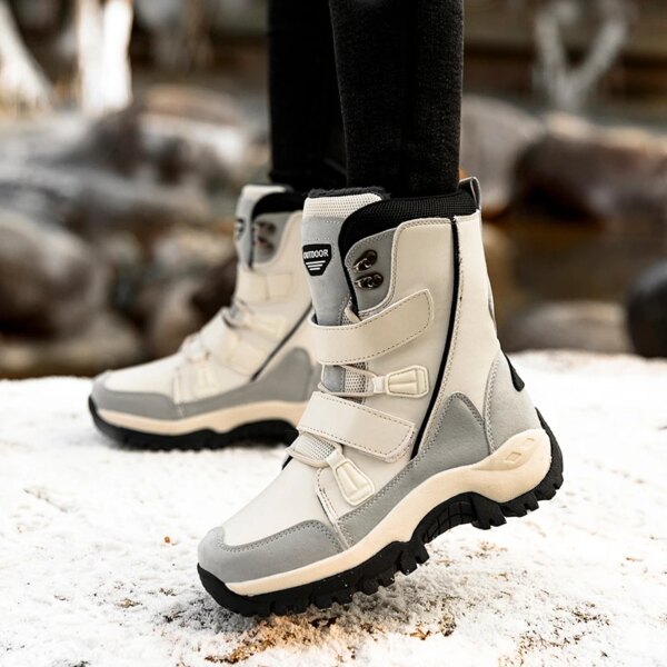 Women's Boots Winter 2024 High Quality Warm Cotton Shoes Mid-Calf Waterproof Snow Boots Women Thickened Plush Ladies Hiking Boot - Image 5