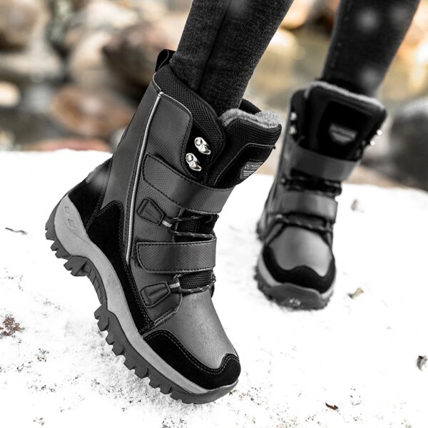 Women's Boots Winter 2024 High Quality Warm Cotton Shoes Mid-Calf Waterproof Snow Boots Women Thickened Plush Ladies Hiking Boot - Image 4