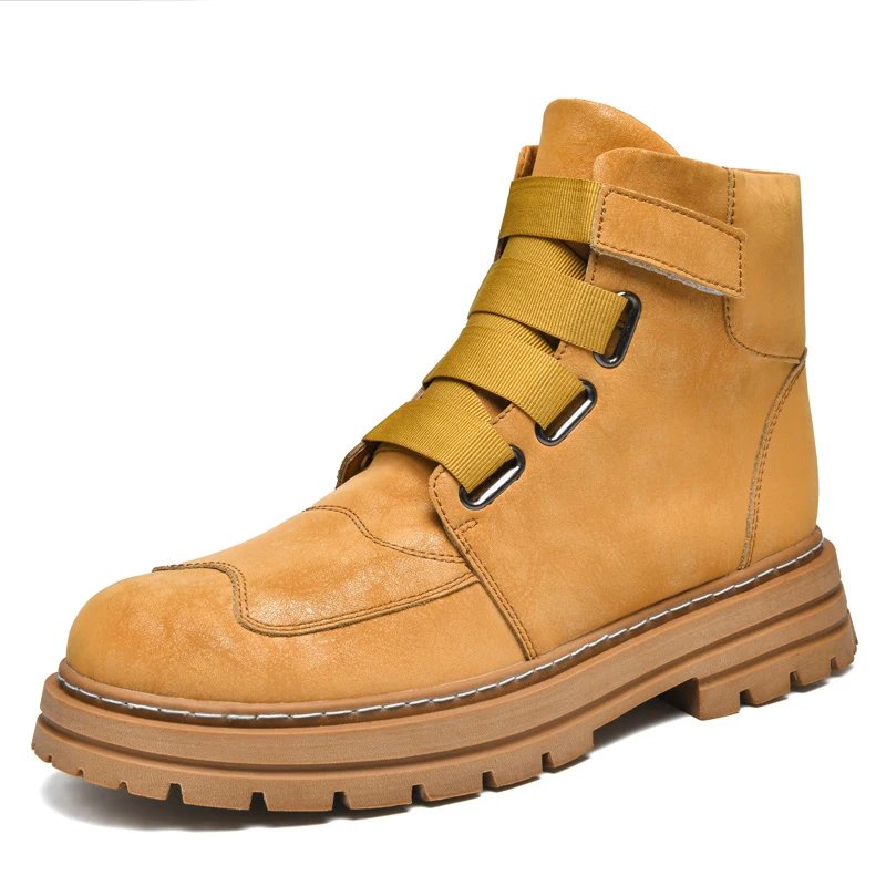 Plus Big Size 48 49 50 51 Men Women Winter Leather Boots With Zippers Fashion Trend British Style Plush Keep Warm Black Yellow