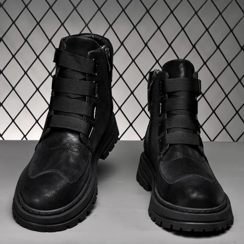 Plus Big Size 48 49 50 51 Men Women Winter Leather Boots With Zippers Fashion Trend British Style Plush Keep Warm Black Yellow