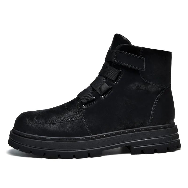 Plus Big Size 48 49 50 51 Men Women Winter Leather Boots With Zippers Fashion Trend British Style Plush Keep Warm Black Yellow
