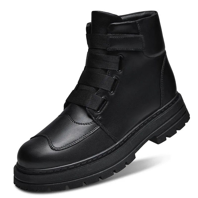 Plus Big Size 48 49 50 51 Men Women Winter Leather Boots With Zippers Fashion Trend British Style Plush Keep Warm Black Yellow