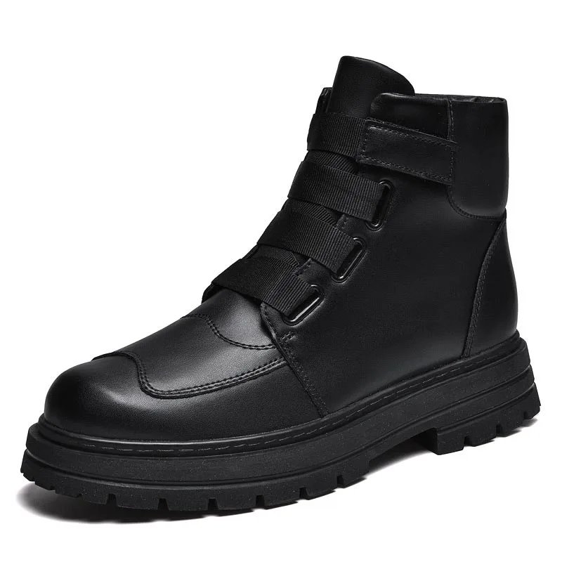 Plus Big Size 48 49 50 51 Men Women Winter Leather Boots With Zippers Fashion Trend British Style Plush Keep Warm Black Yellow