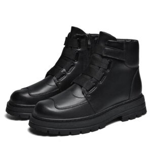 Plus Big Size 48 49 50 51 Men Women Winter Leather Boots With Zippers Fashion Trend British Style Plush Keep Warm Black Yellow