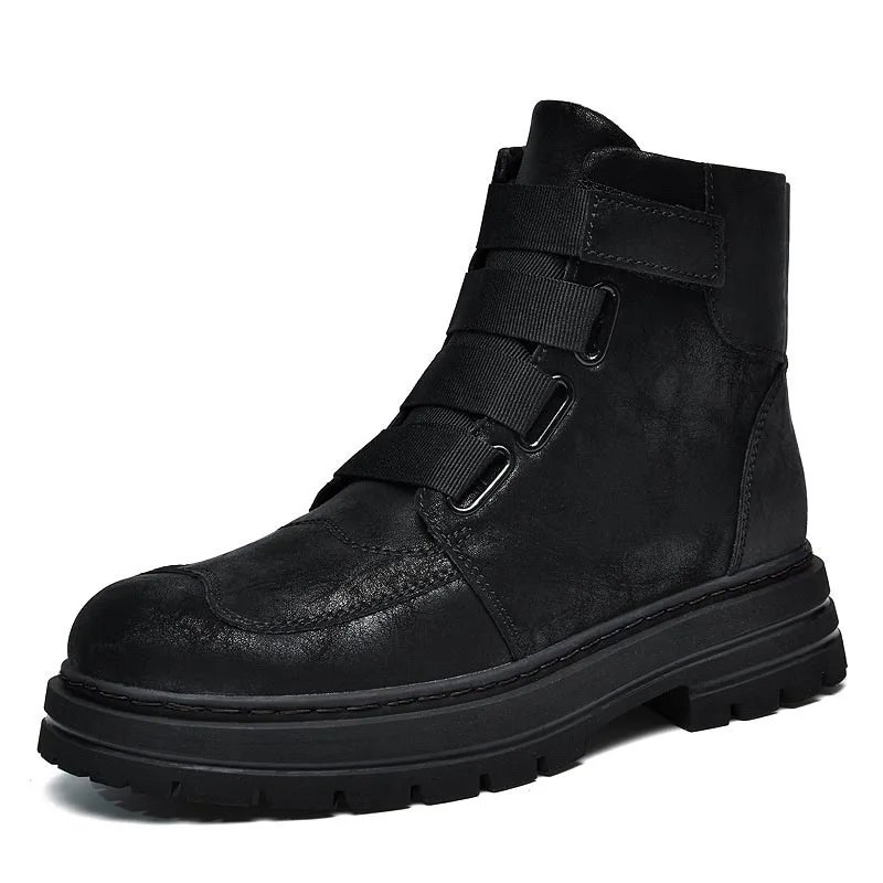 Plus Big Size 48 49 50 51 Men Women Winter Leather Boots With Zippers Fashion Trend British Style Plush Keep Warm Black Yellow