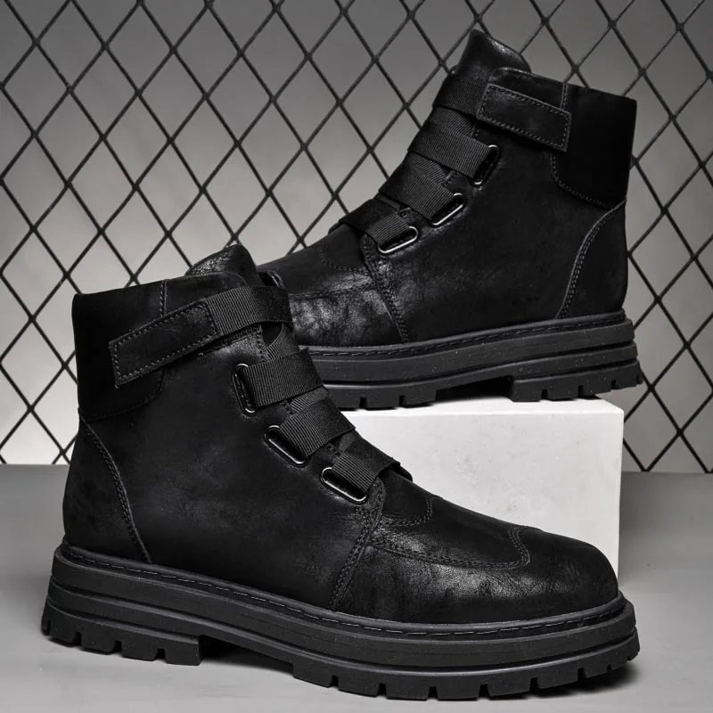 Plus Big Size 48 49 50 51 Men Women Winter Leather Boots With Zippers Fashion Trend British Style Plush Keep Warm Black Yellow