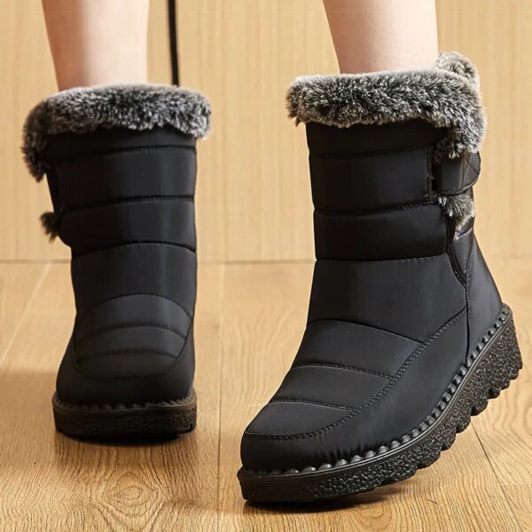 Women's Boots 2024 Trend Winter Shoes For Woman Winter Boots Ankle Low Heels Botas Mujer Waterproof Snow Boots With Fur Shoes - Image 4