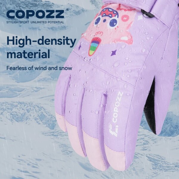 COPOZZ New Children's Ski Gloves 3M Thinsulate Wear resistant Winter Thermal Gloves Cartoon Waterproof Snowboard Gloves For Kids - Image 5