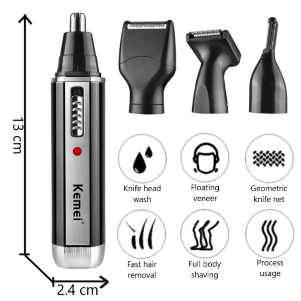 4in1 Rechargeable Nose Trimmer Beard Trimmer for Men Ear Eyebrow Nose Hair Trimmer for Nose and Ear Hair Removal Clean Machine - Image 2