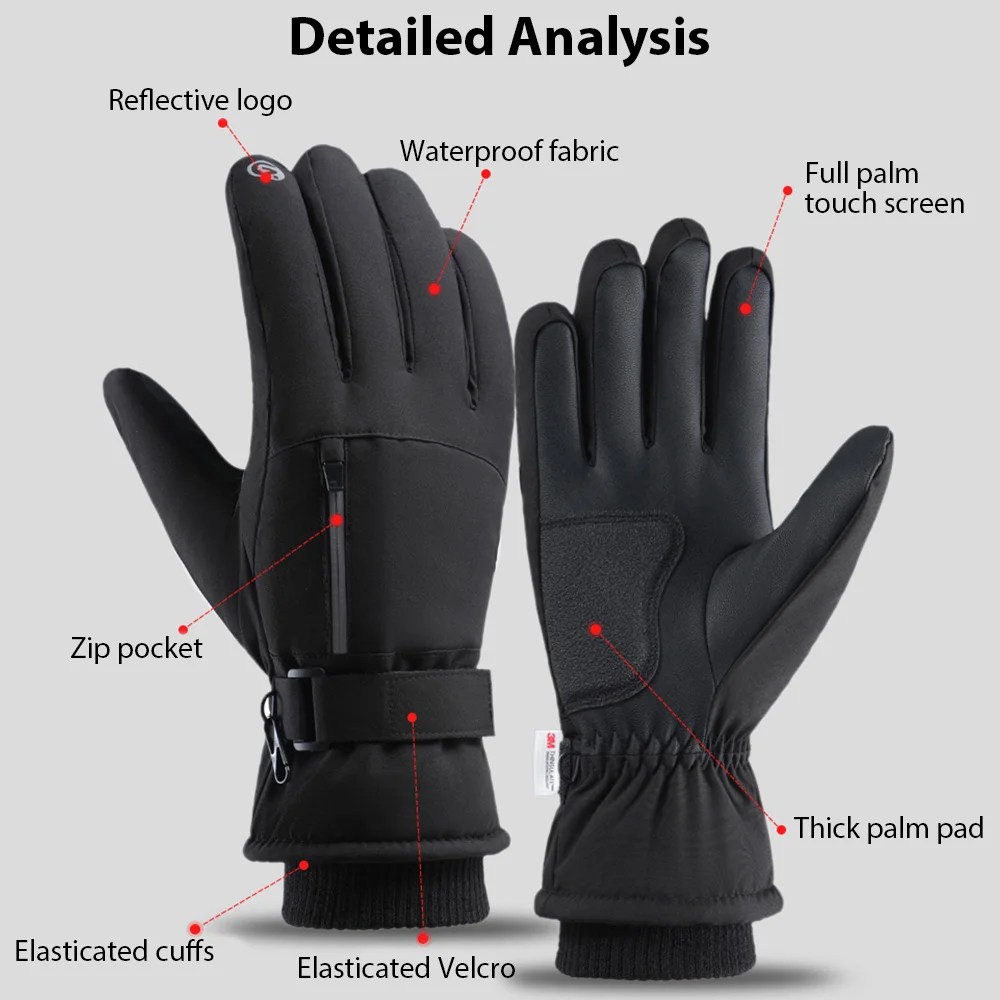 Men Winter Waterproof Cycling Gloves Outdoor Sports Running Motorcycle Ski Touch Screen Fleece Gloves Non-slip Warm Full Fingers Men Winter Waterproof Cycling Gloves Outdoor Sports Running Motorcycle Ski Touch Screen Fleece Gloves Non-slip Warm Full Fingers