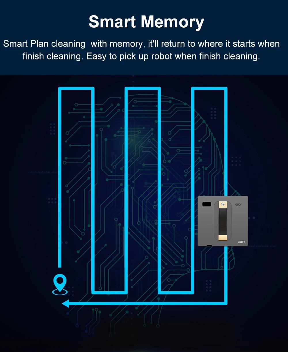 Robot Window cleaner ABIR WD8,Dual Water Spray,Smart Memory,High Vacuum Suction, Laser Sensor, Home Wall Glass Cleaning Robot
