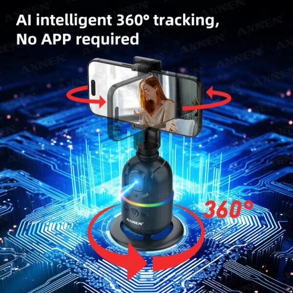 Smart Auto Face Tracking Desktop AI Gimbal for Smartphone & Action Camera 360 Rotation Follow Focus Vlog Kit, Option with Tripod - Image 2