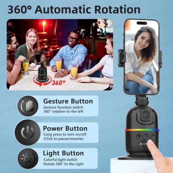 Smart Auto Face Tracking Desktop AI Gimbal for Smartphone & Action Camera 360 Rotation Follow Focus Vlog Kit, Option with Tripod - Image 5