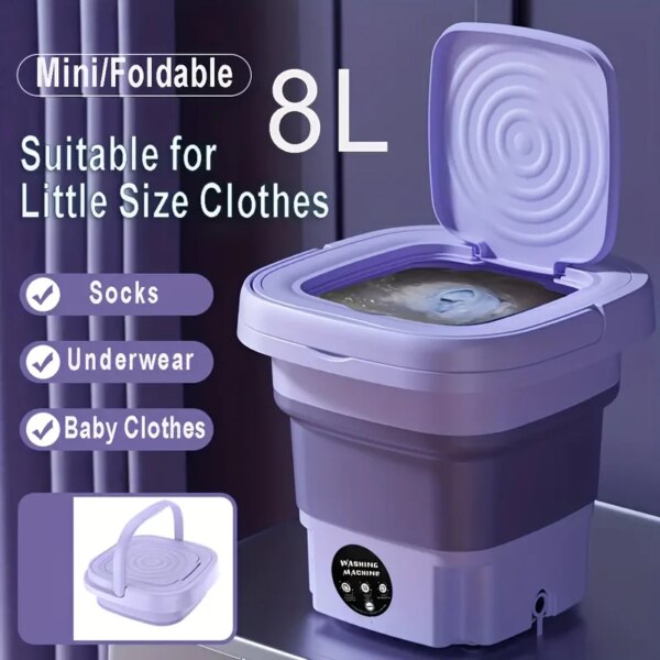 8L Portable Small Foldable Washing Machine with Spin Dryer For Socks Underwear Panties Washer Household Mini Washing Machine