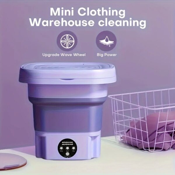 8L Portable Small Foldable Washing Machine with Spin Dryer For Socks Underwear Panties Washer Household Mini Washing Machine - Image 5