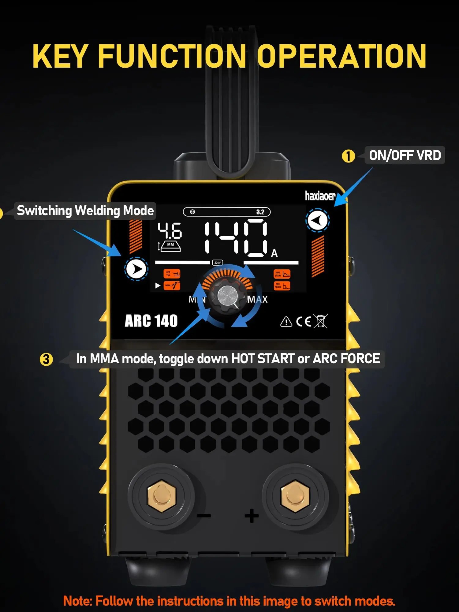 HAXIAOER ARC140 120A 110v portable professional welding machine automatically matches electrode diameter and welding thickness