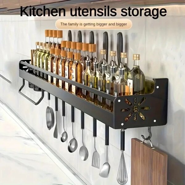 Kitchen Spice Knife Holder Storage Rack Knives Holder Knife Stand Spice Rack Organizer Shelf Wall mounted Knives Holder - Image 2