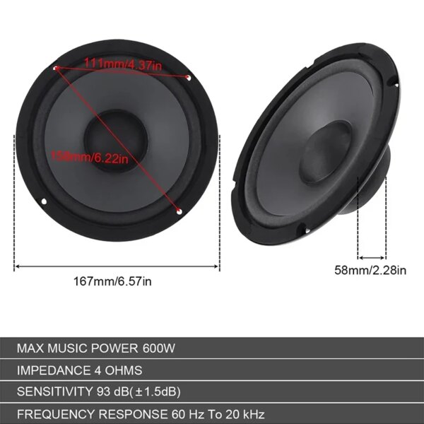 6 Inch Car Speakers 600W Car Round Coaxial Speaker Car Audio Speaker Universal Automotive Audio Full Range Frequency Speaker - Image 3