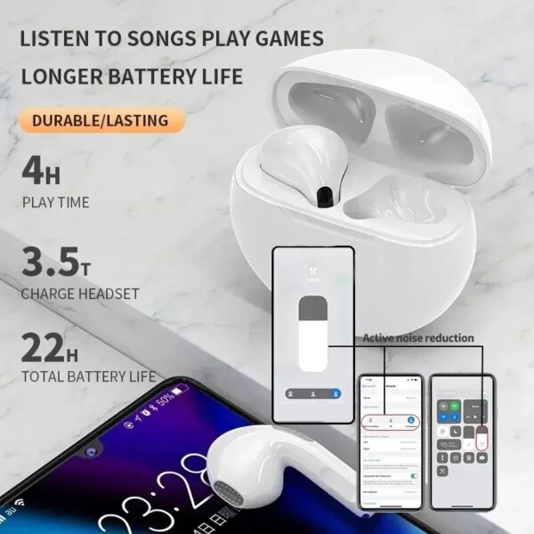 NEW Original Air Pro 6 TWS Wireless Headphones Fone Bluetooth Earphones Mic Pods In Ear Earbuds Earbuds Sport Headset For Xiaomi - Image 4