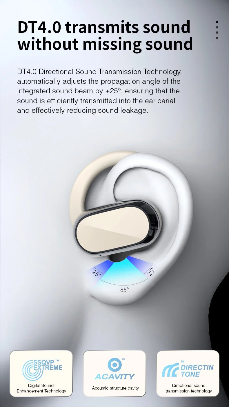 Bluetooth earphones with no earline touch control 5.3 High grade hanging ear game call noise reduction and comfortable music ear