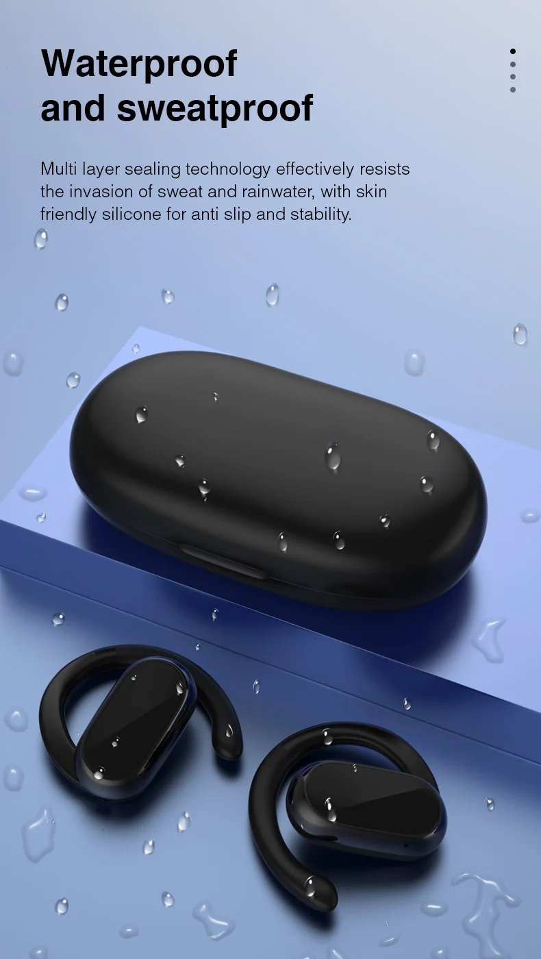 Bluetooth earphones with no earline touch control 5.3 High grade hanging ear game call noise reduction and comfortable music ear