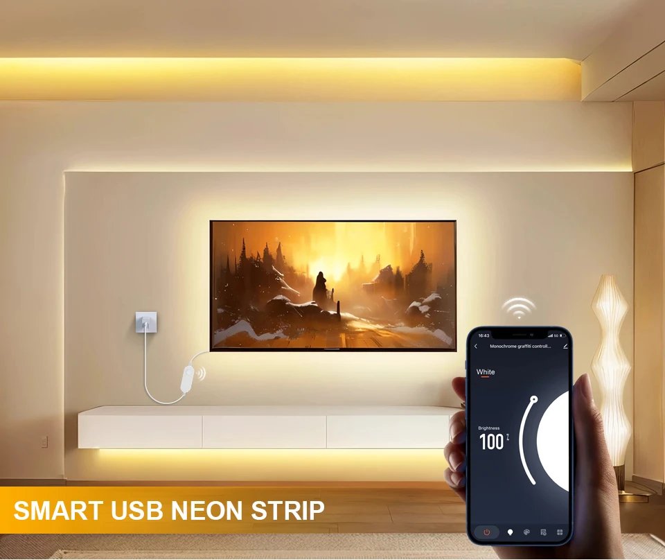 1/2/3/5M Tuya Smart WiFi Neon LED Strip Light 320leds/M USB COB LED Tape Bedroom Wall Kitchen Cabinet Backlight for Alexa Google