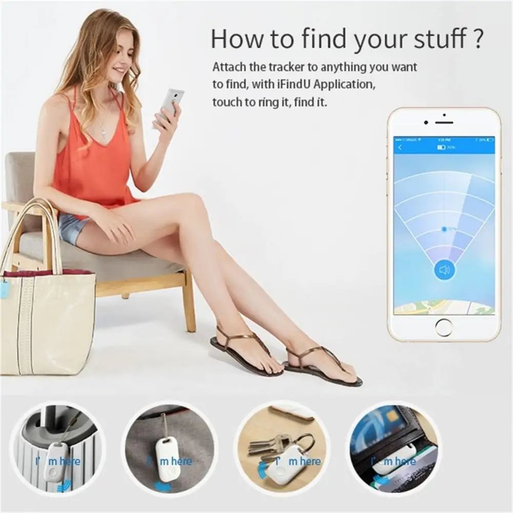 CCORUI Tuya Bluetooth-compatible Smart Location Tracker Anti Lost GPS Tracker Keychain Alarm Tracker Smart Life Remote Control
