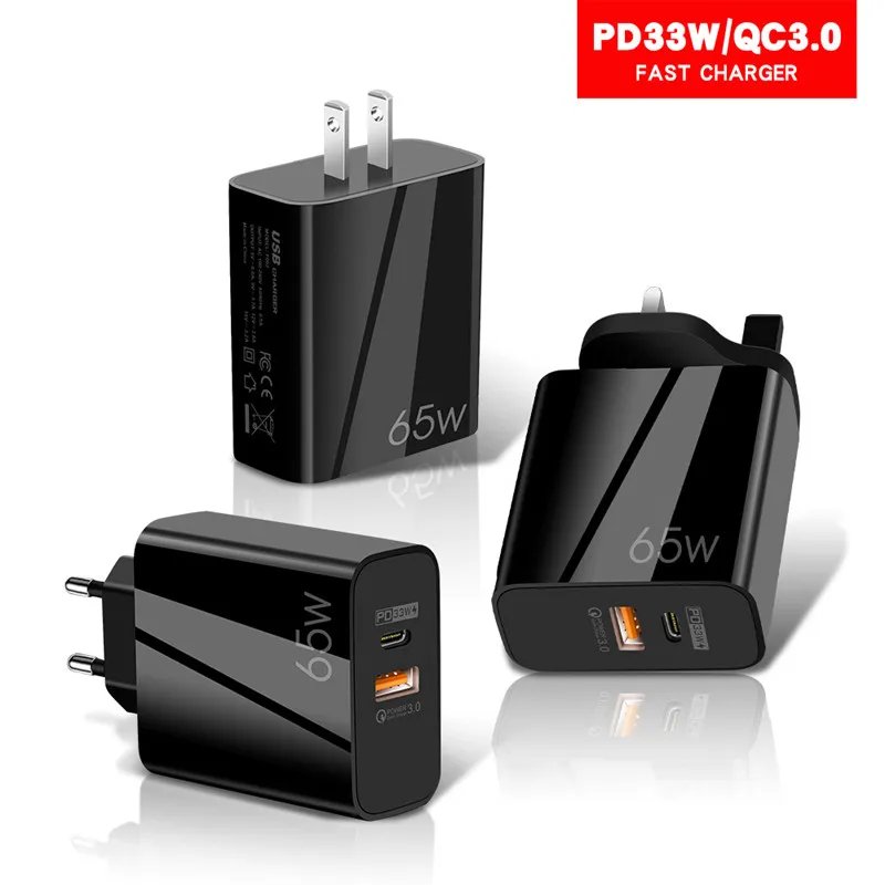 Supercharge USB Type C Cable QC3.0 65W PD fast Charger for Samsung iPhone Xiaomi Huawei Universal Quick Charger