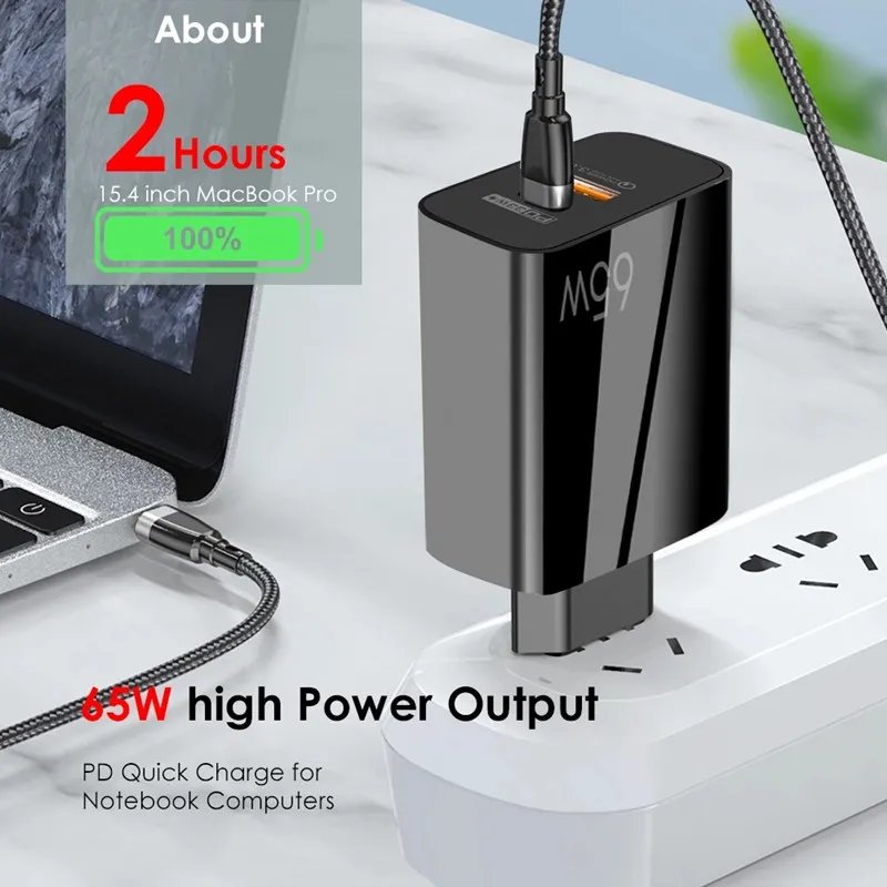 Supercharge USB Type C Cable QC3.0 65W PD fast Charger for Samsung iPhone Xiaomi Huawei Universal Quick Charger