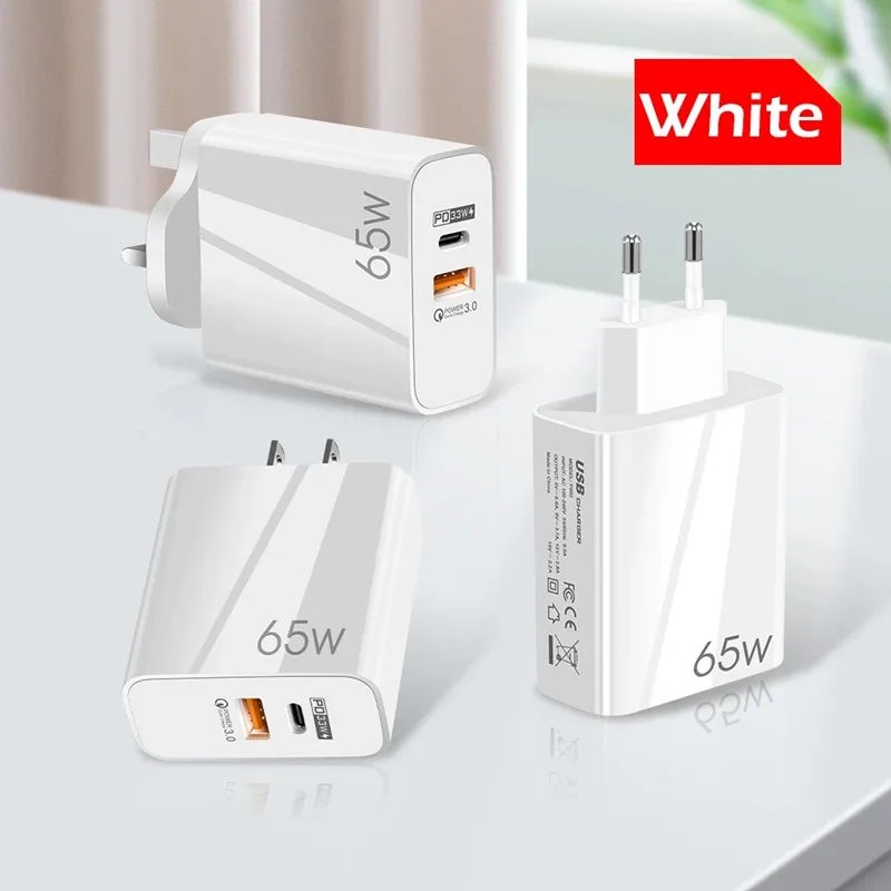 Supercharge USB Type C Cable QC3.0 65W PD fast Charger for Samsung iPhone Xiaomi Huawei Universal Quick Charger