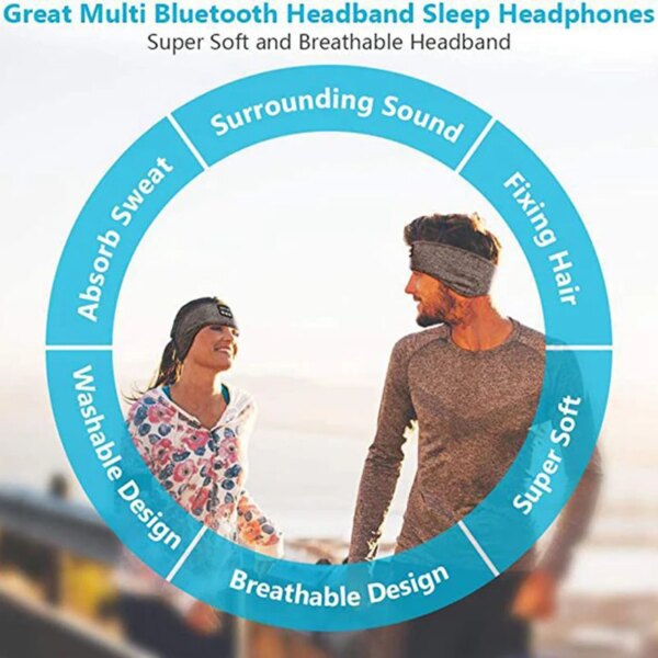 Sleep Mask Bluetooth Sleeping Headphones Headband Thin Soft Elastic Comfortable Wireless Music Headset Eye Mask For Side Sleeper - Image 6