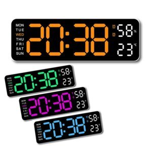 LED  Electronic Digital Alarm Clock Temperature Humidity Week Auto Dimmer Table Clock Number Wall Clock For Bedroom Decor