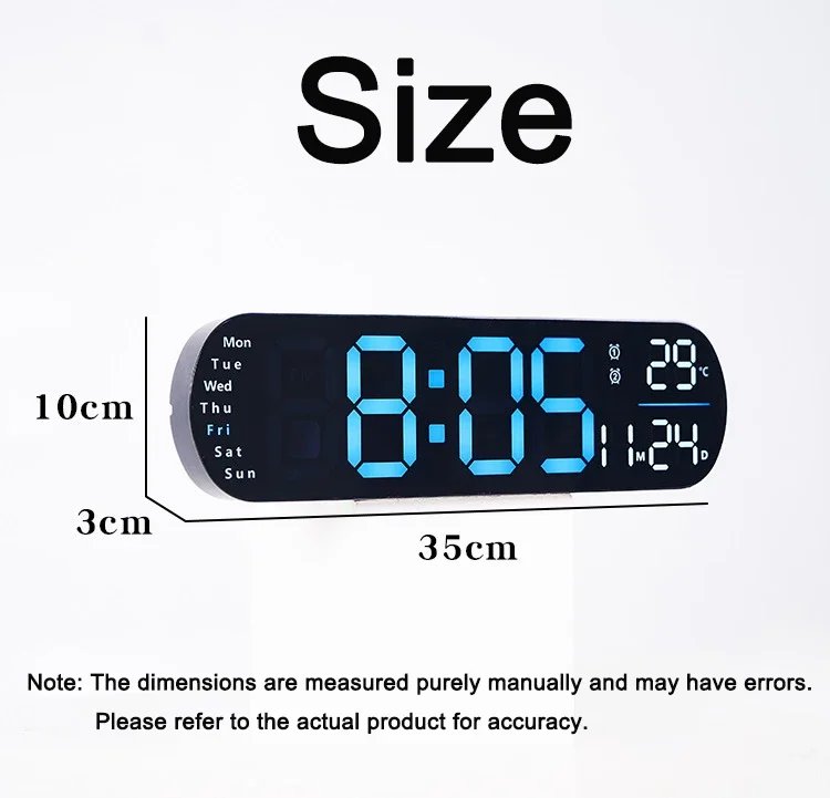 Digital Wall Clock Large LED Screen Temperature Humidity Display Electronic Alarm Clock Creative Home Decoration Remote Control