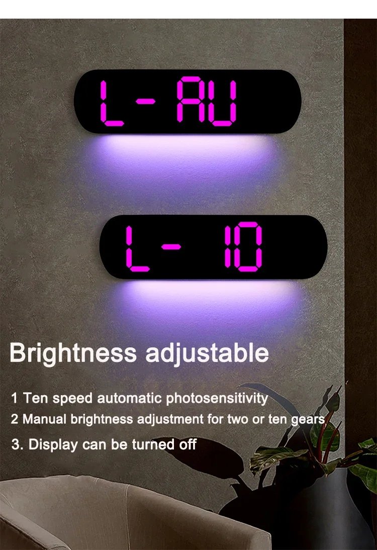 Digital Wall Clock Large LED Screen Temperature Humidity Display Electronic Alarm Clock Creative Home Decoration Remote Control
