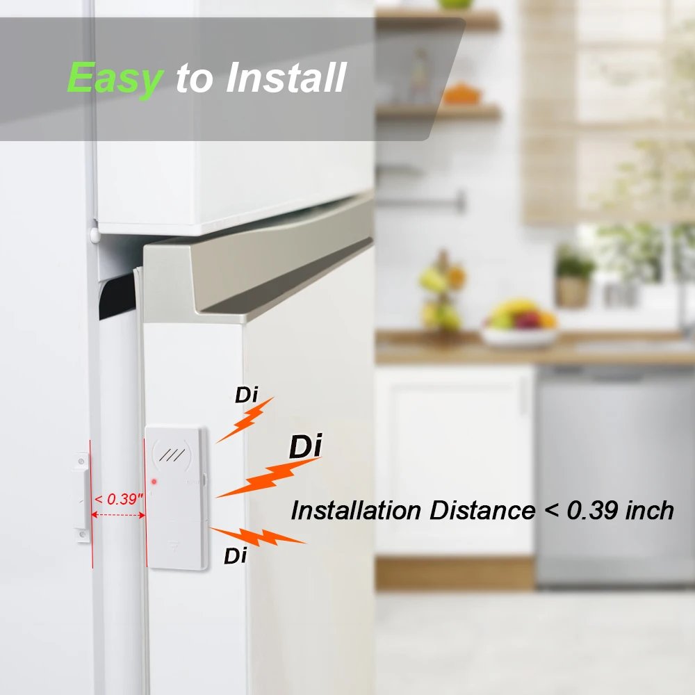 Hollarm Freezer Door Alarm 3/15/30/60 Seconds Adjustable Delay Refrigerator Alarms Wireless Window Door Opening Sensor Loud 90dB