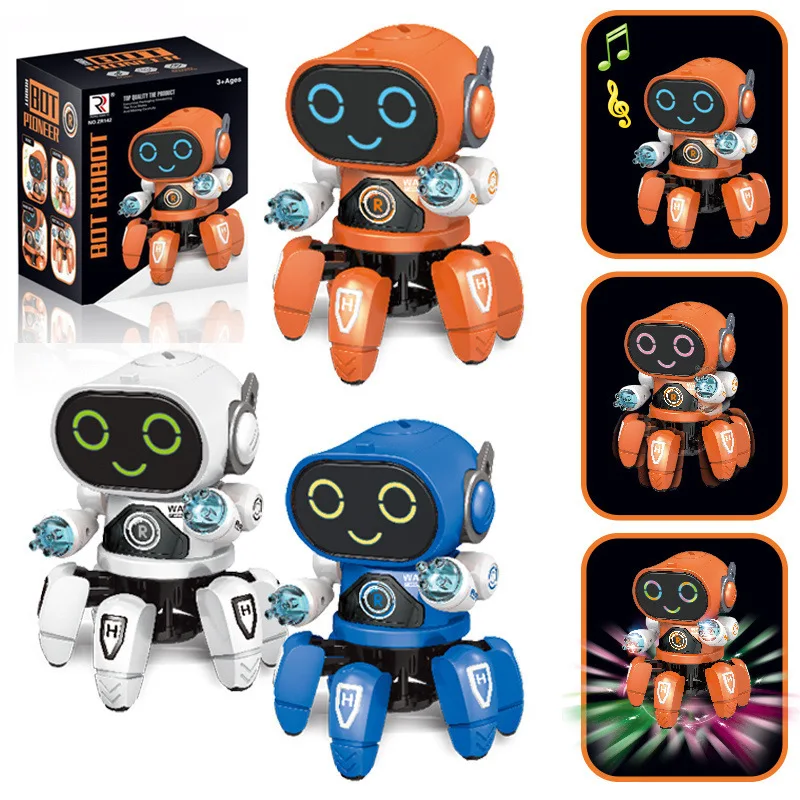 Kids Dance Robots Music LED 6 Claws Octopus Robot Birthday Gift Toys For Children Early Education Baby Toy Boys Girls Kids Dance Robots Music LED 6 Claws Octopus Robot Birthday Gift Toys For Children Early Education Baby Toy Boys Girls