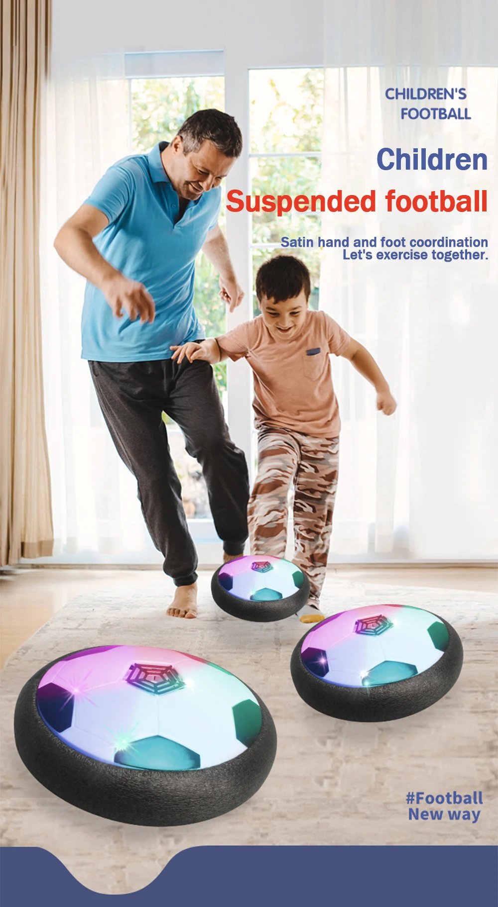 1 Pcs Battery Type Electric Light Air Cushion Indoor Parent Child Exercise Suspended Football 1 Pcs Battery Type Electric Light Air Cushion Indoor Parent Child Exercise Suspended Football