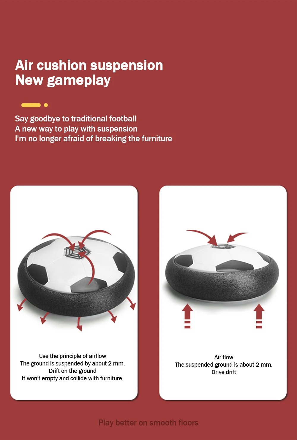 1 Pcs Battery Type Electric Light Air Cushion Indoor Parent Child Exercise Suspended Football 1 Pcs Battery Type Electric Light Air Cushion Indoor Parent Child Exercise Suspended Football