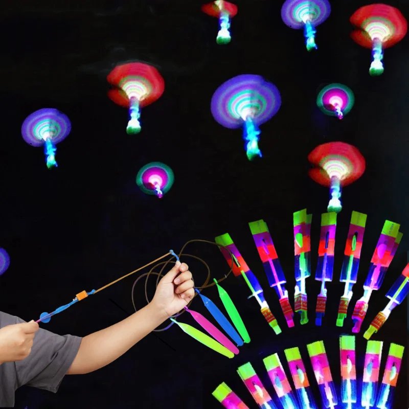 Outdoor Flash Rocket toy LED Lights Glowing Slingshot Rocket Helicopter Flying Toy kid's Party Fun Gift Rubber Band Ejector Toys Outdoor Flash Rocket toy LED Lights Glowing Slingshot Rocket Helicopter Flying Toy kid's Party Fun Gift Rubber Band Ejector Toys