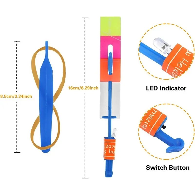 Outdoor Flash Rocket toy LED Lights Glowing Slingshot Rocket Helicopter Flying Toy kid's Party Fun Gift Rubber Band Ejector Toys Outdoor Flash Rocket toy LED Lights Glowing Slingshot Rocket Helicopter Flying Toy kid's Party Fun Gift Rubber Band Ejector Toys