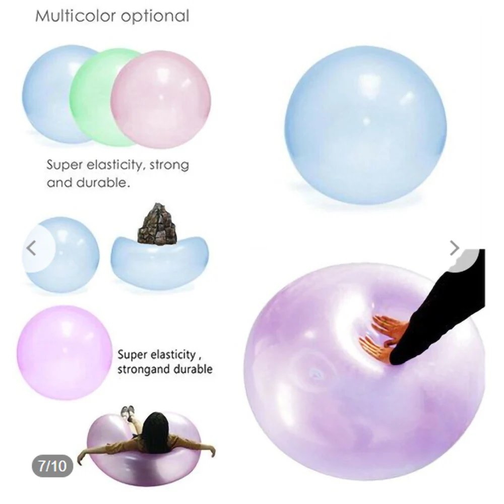 Kids Blow Up Balloon Toy Children Outdoor Soft Air Water Filled Bubble Ball Fun Party Game Summer Gift Inflatable Elastic Ball