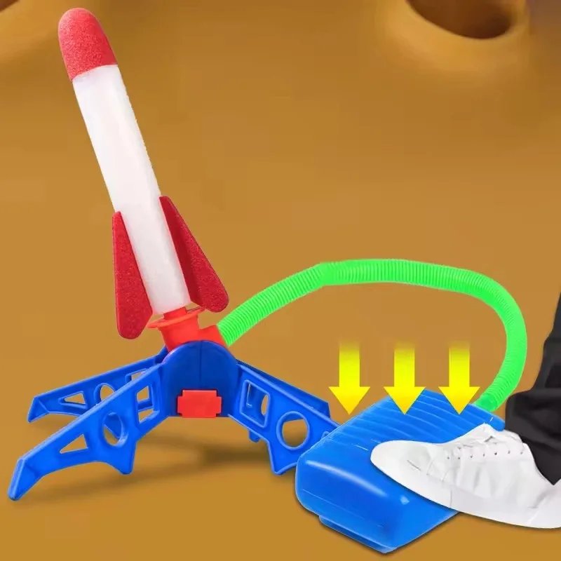 Kids Outdoor Rocket Foot Pump Outdoor Air Pressing Soaring Rocket Suit Jumps Air Powered Rocket Launcher Game Children Toy Gifts