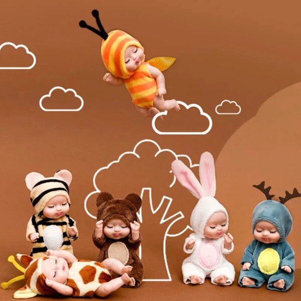 6Pcs Simulation Princess Dolls Toy Mini Cute Sleeping Baby Series Doll Cartoon Animal Toy For Kids Kawaii Dolls Girl's Gift - Image 3