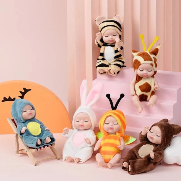 6Pcs Simulation Princess Dolls Toy Mini Cute Sleeping Baby Series Doll Cartoon Animal Toy For Kids Kawaii Dolls Girl's Gift - Image 4